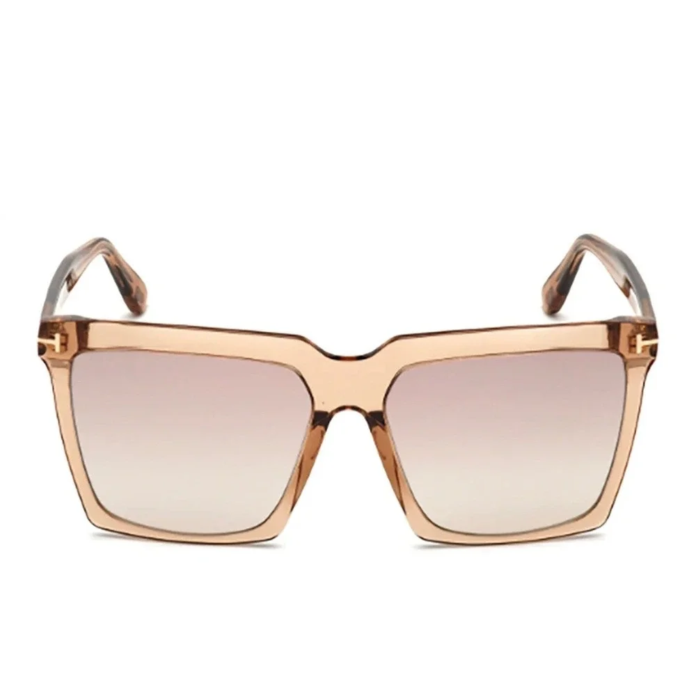 Tom Ford‎ FT0763 57G Maxim Square Sunglasses Champagne Brown Gradient Womens